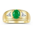 thumbnail image 1 of RYLOS Men's Rings 14K Yellow Gold Classic 8X6MM Oval Gemstone &  Diamond Designer Ring Emerald May Birthstone Rings For Man Gold Rings Size 13, 1 of 7
