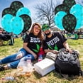 thumbnail image 2 of PMU Balloons PartyTex 11in Premium Black and Turquoise with All-Over Print Green Leaves Pack of 12, 2 of 7