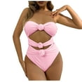 thumbnail image 2 of LEBONYARD Women’s Side Cutout One-Piece Swimsuit:Trendy & Comfortable,Fashion Women's Sleeveless Solid Bikini Set Swimsuit Push-Up Padded Swimwear Swimsuit Beachwear Pink L, 2 of 8