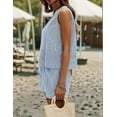 thumbnail image 3 of Women'S Summer 2 Piece Outfits Sleeveless Tank Top Matching Shorts Sets Cotton Striped Sweatsuits Blue XXL, 3 of 5