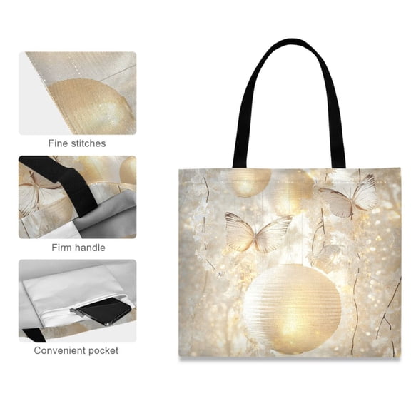 Canvas Tote Bag for Women Girls Design Print Lanterns Butterflies Flowers Tote