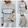 thumbnail image 2 of 1PCS half turtleneck snowflake sweater for women--Apricot--S, 2 of 3