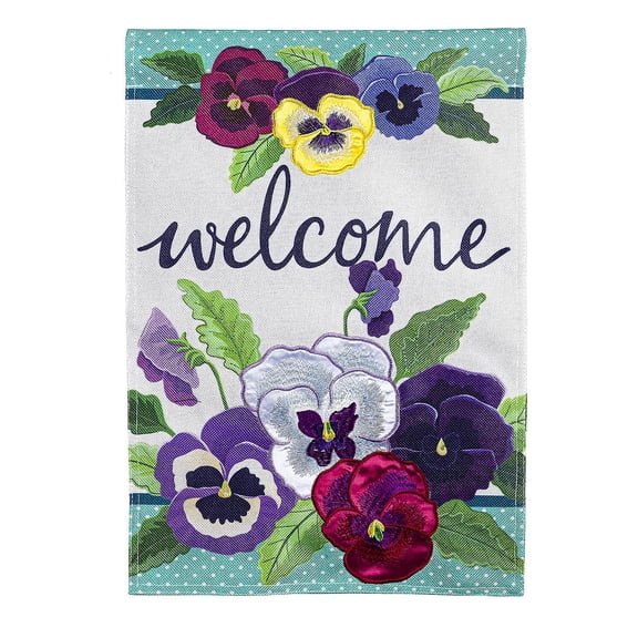 Evergreen Burlap Garden Flag - Pansy Garden, 12.5 x 18 inch Double Sided