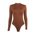thumbnail image 3 of Aayomet Womens Jumpsuit Women's Autumn And Winter Bottoms Long Sleeved Zipper Bodysuit,Coffee L, 3 of 4