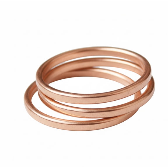 Set of 3 Pure Copper Band Rings, Solid Minimalist Stackable Rings, Handmade Jewelry