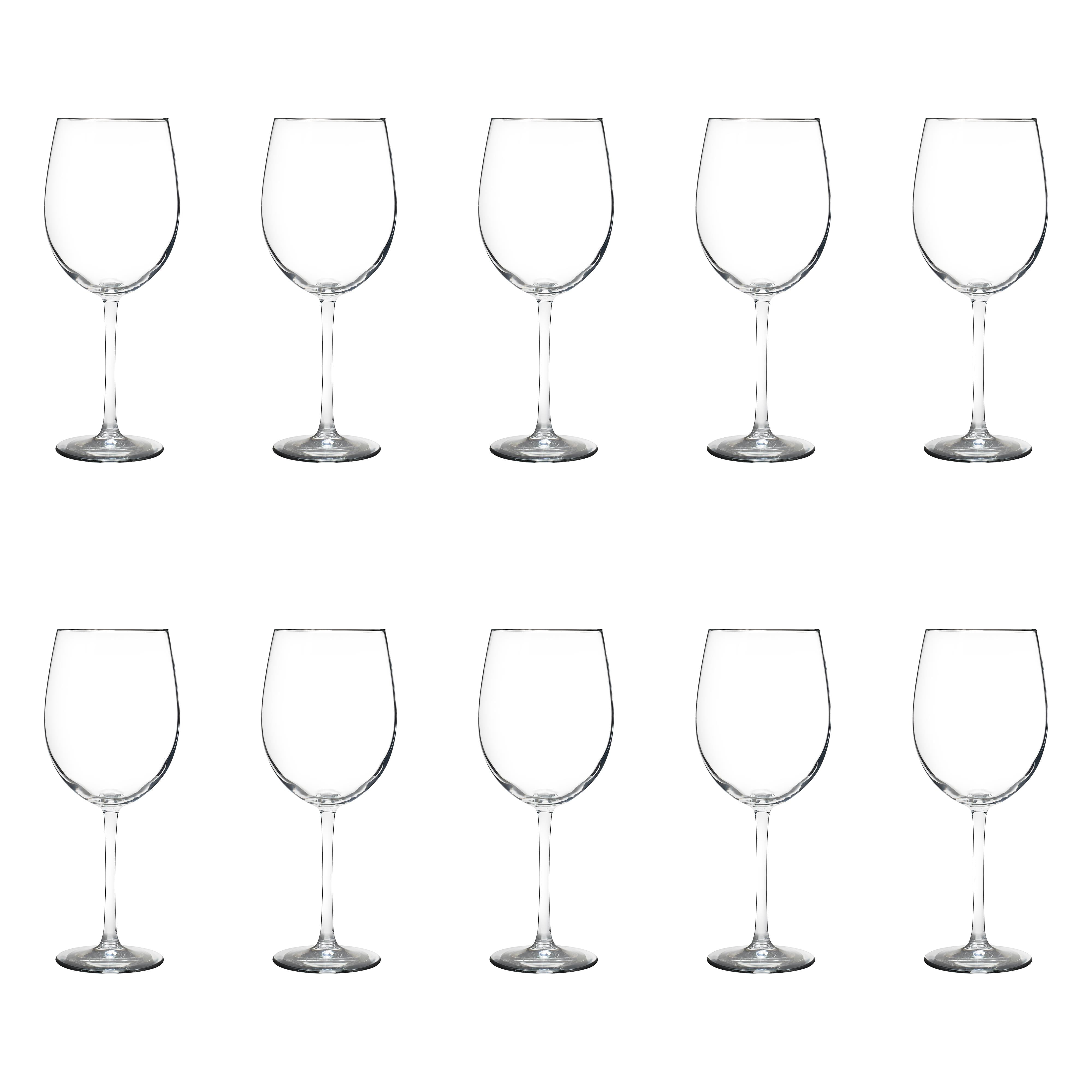 DISCOUNT PROMOS 10 ARC Cachet White Wine Glasses Set, 19 oz. - Barware,  Sturdy, Vibrant - Green