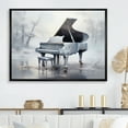 thumbnail image 1 of Designart Piano framed wall Art, Echoes Of The Winter Grey Piano , Music Piano framed wall art decor, Silver black framed wall art, 40x30 inches black frame, 1 of 5