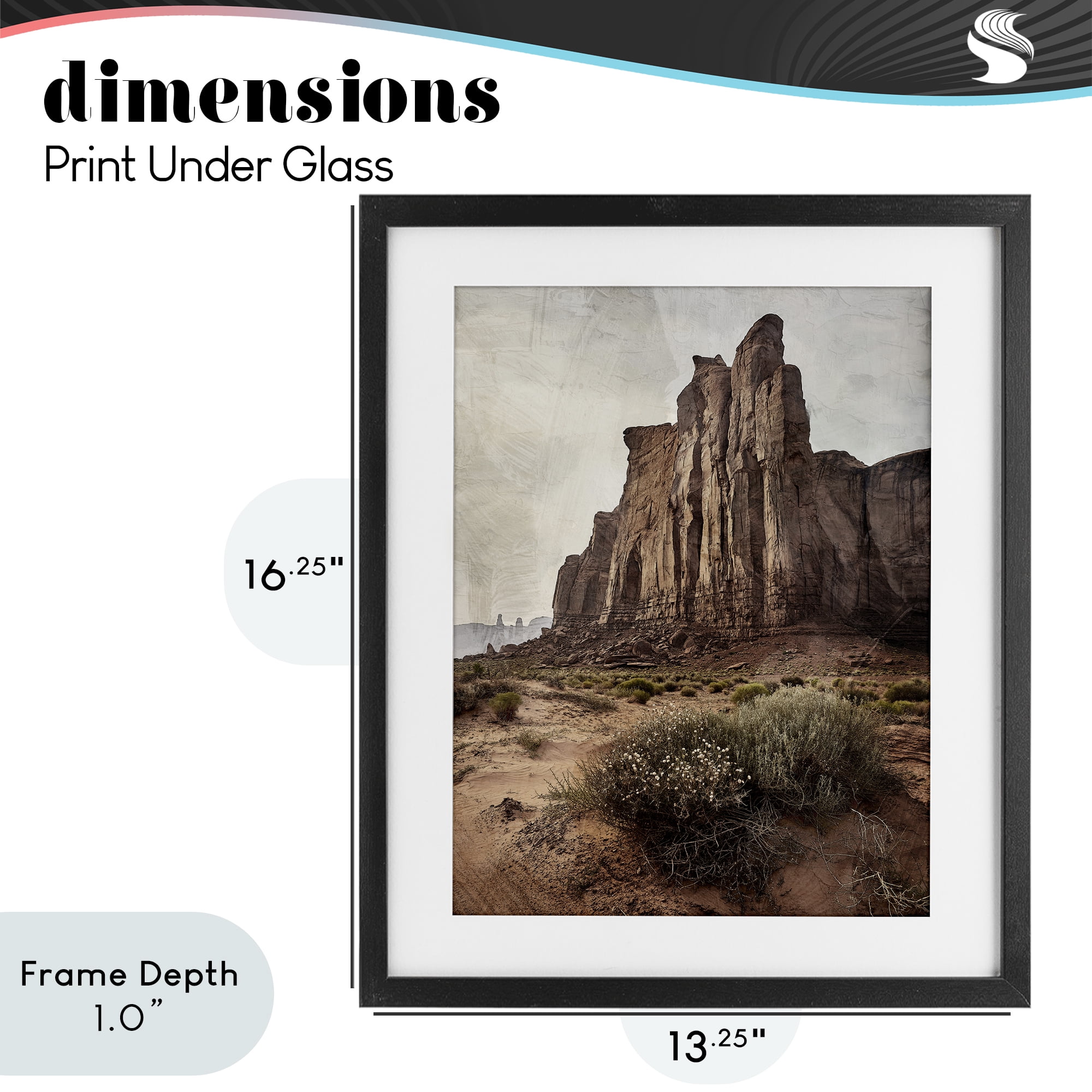 Stupell Industries Desolate Rock View Black Framed Print Under Glass, design by Kim Allen