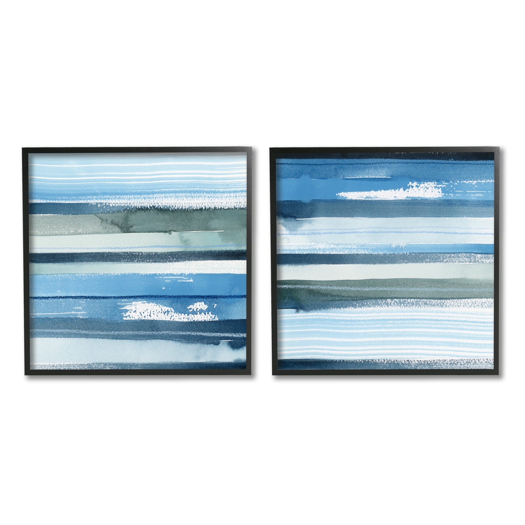 Stupell Industries Saturated Blue Landscape Abstract Scenery Brush Strokes Painting Black Framed Art Print Wall Art, Set of 2, Design by Grace Popp