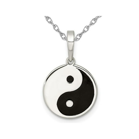 Sterling Silver Yin Yang Charm Pendant Necklace with Chain