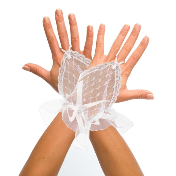 HEANUJJ Lace Gloves White Polyester with Bowknot for Bridesmaids Tea Party and Wedding