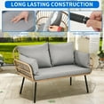 thumbnail image 3 of Dextrus Patio Furniture Wicker Outdoor Loveseat, All-Weather Rattan Conversation for Backyard, Balcony and Deck with Soft Cushions (Gray+Beige), 3 of 6