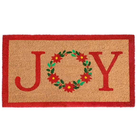 MAINEVENT Joy Christmas Doormat 30 x 17 Inch, Outdoor Coir Holiday Mat for Front Door