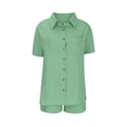 thumbnail image 3 of vigerkar Linen Short Sets for Women Short Sleeve Top Shorts 2 Piece Summer Beach Vacation Outfits Lounge Tracksuits (Light Green, XL), 3 of 4