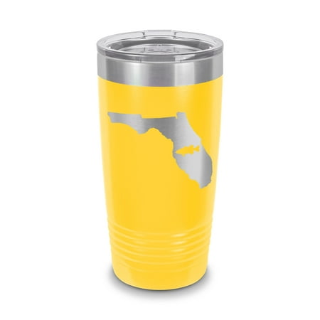

Florida Bass Tumbler 20 oz - Laser Engraved w/ Clear Lid - Stainless Steel - Vacuum Insulated - Double Walled - Travel Mug - state shaped largemouth sport fishing fish fl - Yellow