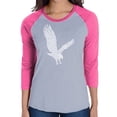 thumbnail image 1 of LA Pop Art Women's Raglan Baseball Word Art T-shirt - Eagle, 1 of 2