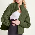 thumbnail image 5 of Hjlmsx Women Fuzzy Fleece Zip Up Jackets Stand Collar Sherpa Coats Fashion Solid Winter Fall Warm Soft Outerwear Green XXL, 5 of 9