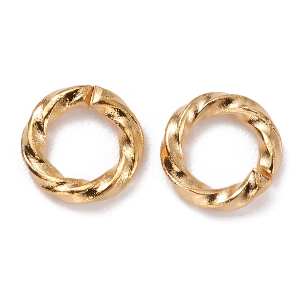 Brass Open Jump Rings Cadmium Free Nickel Free Lead Free Long-Lasting Plated Twisted Round Real 18K Gold Plated 18 Gauge 6x1mm