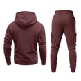 thumbnail image 5 of Men Tracksuit 2 Piece Outfit Long Sleeve Pullover Hoodie & Jogger Pants Soft Fleece Sweatpant Sweatsuits Set Wine 3XL, 5 of 5