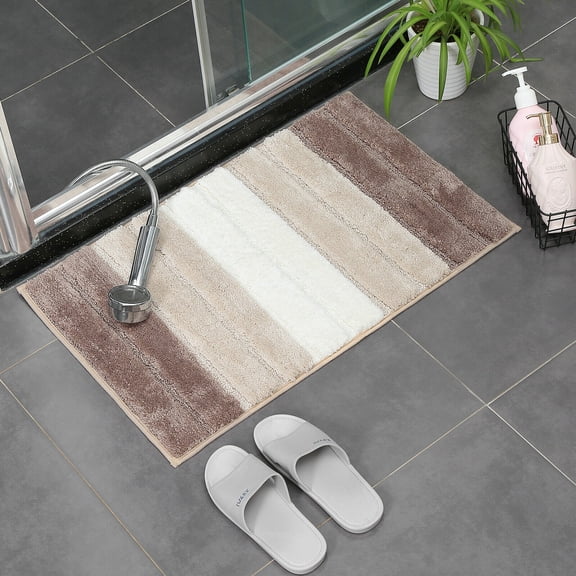 YouLoveIt Striped Bathroom Rug Set Bath Mats Non Slip Door Mats Ultra Soft Absorbent Plush Shaggy Floor Mats Washable Striped Bath Rugs Runner for Bathroom, Tub and Shower