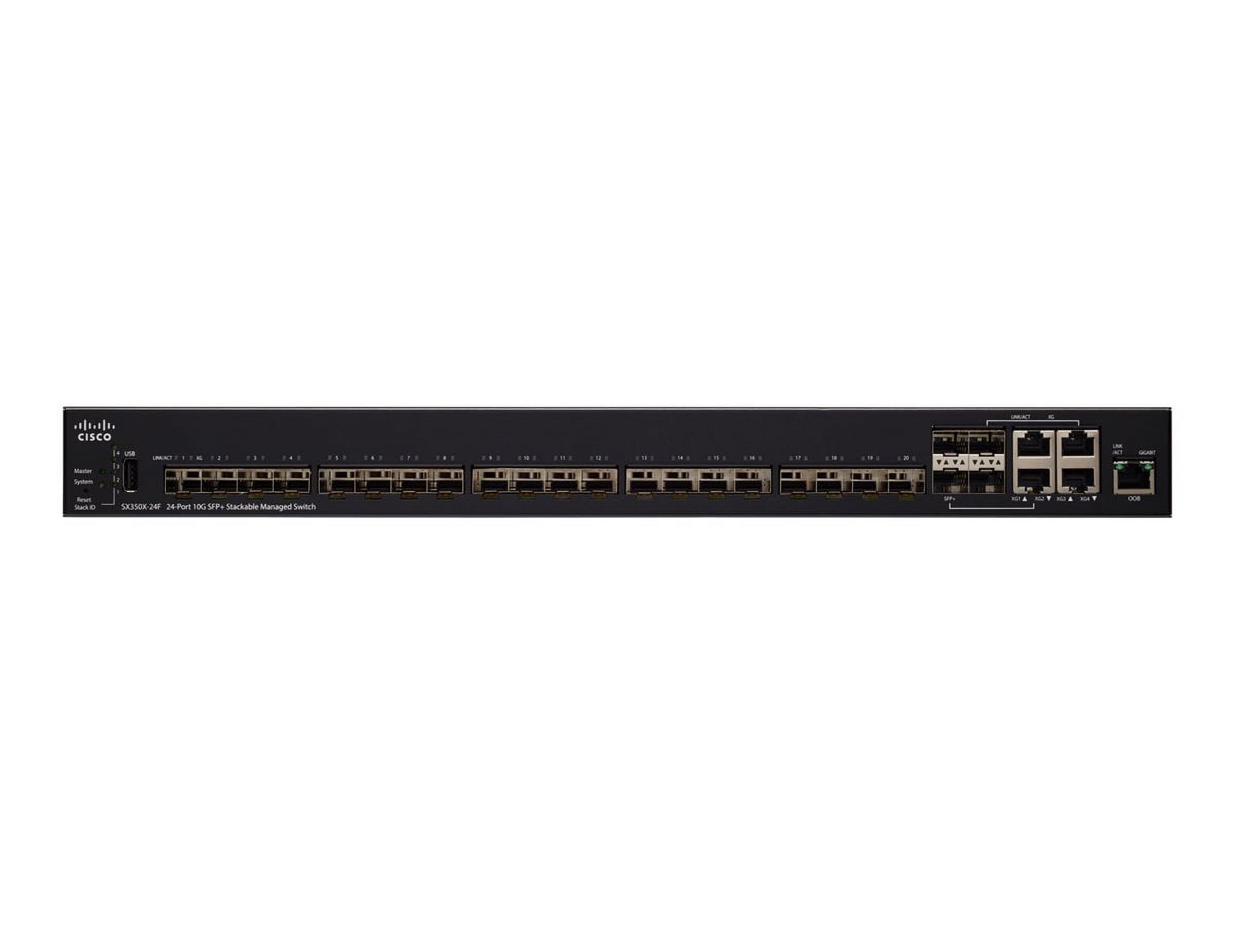 Cisco SX350X-24F - Switch - managed - 20 x 10 Gigabit SFP+ + 4 x combo 10 Gigabit SFP+ + 4 x 10Gb Ethernet - rack-mountable - image 2 of 2