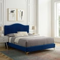 thumbnail image 2 of Tufted Platform Bed Frame, Twin Size, Velvet, Blue Navy, Modern Contemporary Urban Design, Bedroom Master Guest Suite, 2 of 10