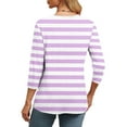 thumbnail image 5 of 3/4 Sleeve T-Shirts for Women Polka Dots Printed Casual V Neck Tee T-shirts Fall Spring Going Out Tops Loose Fit (M, Purple 02), 5 of 8