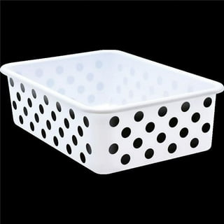 Black Polka Dots on White Small Plastic Storage Bin 6 Pack - by TCR
