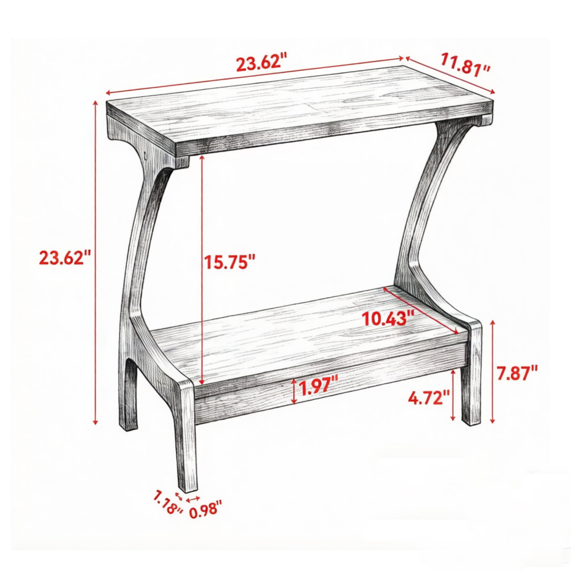 End Table, Support Up to 132 lbs