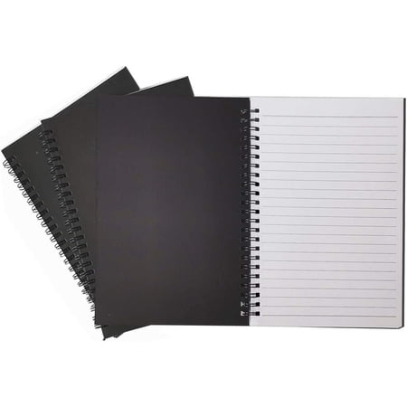 Spiral Notebook, College Ruled Notebook, Thick Paper 1 Subject, 3 Pack, 60 Sheets, 6''*8'' (Line, Black)
