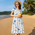 thumbnail image 4 of Vsdgher Robes Midi Maxi Décontractées Papillon pour Femmes Été 2025 Manches Courtes Col Rond Robe de Plage, 4 of 6