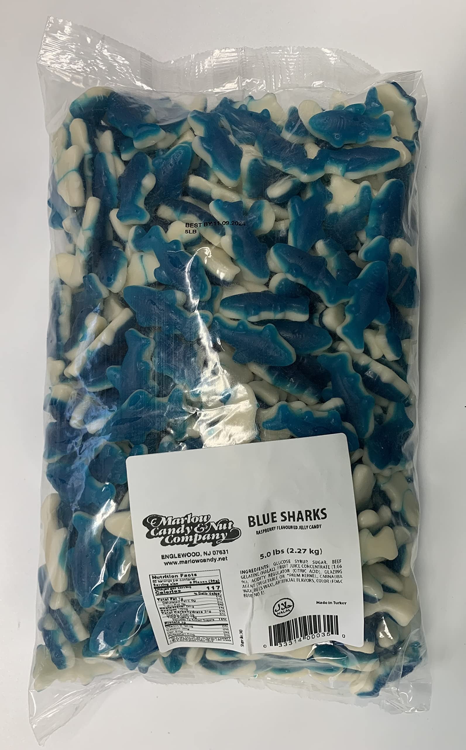 Blue Gummy Sharks By Marlow Candy (always Fresh) 5 Pound Gummi Bag 