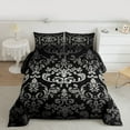 thumbnail image 2 of jejeloiu Gray Damsk Pattern Bedding Comforter Set,Rustic Baroque Victorian Twin Comforter Sets,Gothic Flower Floral Bedding Set For Bots Teens,Ultra Soft Home Decor Reversible,2 Pieces, 2 of 8