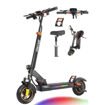 IENYRID 600W Adult Electric Scooter for Commuting Shopping, 48V Folding Electric Skateboard for Women Men with Seat & LED Headlight, 10" Tire