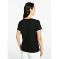 thumbnail image 5 of Time and Tru Women's Cotton V-Neck Tee with Short Sleeves, Sizes XS-4X, 5 of 6