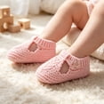thumbnail image 2 of OOOUM Baby Booties Newborn Cozy Knit First Walkers T-Strap Button Cut-Out Soft Sole Infant Shoes,CN:One Size, 2 of 7