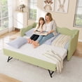 thumbnail image 4 of Twin Size Gingham Daybed with Trundle, Wave Shaped Sofa Bed with USB Port, No Box Spring Needed, 4 of 10