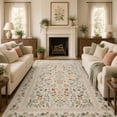 thumbnail image 2 of Moynesa 9'x12' Area Rugs for Living Room, Washable Large Vintage Botanical Rugs for Bedroom, Soft Non Slip Cottagecore Flower Accent Carpet for Dining Room Dorm Apartmen, Beige, 2 of 8