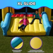 Sportspower inflatable bounce house with slide for kids, indoor outdoor bouncy castle jumper, blow up jump house with air blower, backyard playground, ASTM certified, Heavy Duty, My first Jump N Play