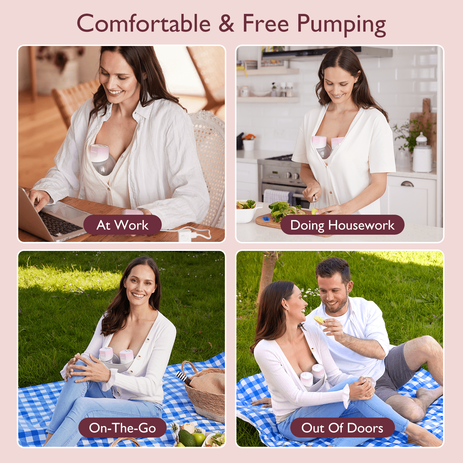 Momcozy S12 Pinky Pro Electric Hands Free Breast Pump Wearable, 24mm 2 Pack Pink
