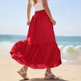 thumbnail image 6 of Women's Flowy Boho Maxi Skirt 2025 New Summer Smocked Waist Ruffle Tiered a Line Casual Beach Long Skirts Skirt for Women M, 6 of 9