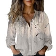 thumbnail image 2 of Plus Size Women's Long Sleeve Button Down Shirt with V-Neck and Loose Fit for Casual Comfort, 2 of 6