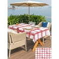 thumbnail image 4 of Red Buffalo Plaid Outdoor Tablecloth - 60x84 Inch Rectangle Dining Table Cover, Farmhouse Check Stripes Retro Geometric Waterproof Outdoor Table Cloth with Umbrella Hole & Zipper for Picnic/Patio, 4 of 7