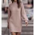 thumbnail image 1 of Mini Sweater Dress Pure Color Bodycon Sweater Dress Lantern Sleeves Fashion Soft for Winter for Girls ANGGREK Otros, 1 of 6
