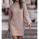 thumbnail image 1 of Mini Sweater Dress Pure Color Bodycon Sweater Dress Lantern Sleeves Fashion Soft for Winter for Girls ANGGREK Otros, 1 of 6