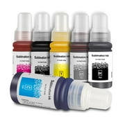 6 Colors Sublimation Ink Refillable T552 Bottles for EcoTank ET-8550 ET-8500 Wide-Format Supertank Printers (6x70ML, BK/PK/C/M/Y/GY)