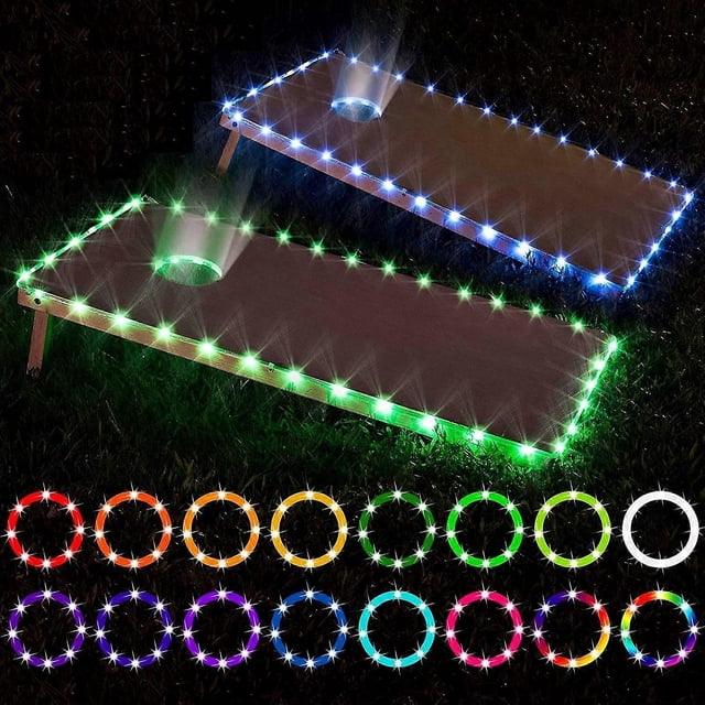 Led Cornhole Lights, Remote Control Cornhole Board Edge And Ring Led Lights, 16color Change By Yourself, A Great Addition For Playing Bean Bag Toss Co