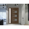 thumbnail image 3 of Front Exterior Prehung Metal-Plastic Door Frosted Glass | Manux 8933 Walnut | Side Sidelite Transom | Office Commercial and Residential Doors Entrance Patio Garage 44 x 80 (W30+14x80) Right-hand, 3 of 6
