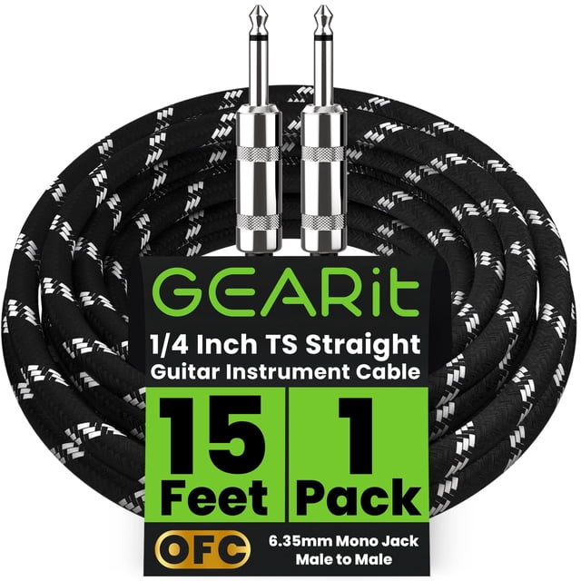 Cable para Instrumento GEARit 4,5 m 1/4" Macho a Macho