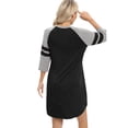 thumbnail image 4 of WBQ Women's Nightgown 3/4 Sleeve O Neck Nightshirt Color Block Casual Sleepwear Nightdress Soft Comfy Knee Length Sleepshirt Loungewear, S-2XL, 4 of 8
